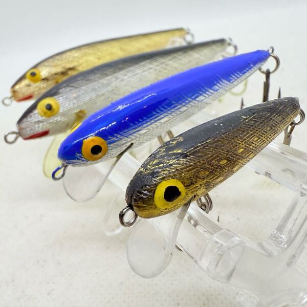 送料無料『レーベル フローター ミノー 4個セット 実測約4cm/6.5cm/9cm』REBEL FLOTER MINNOW フローティング オールド ルアー