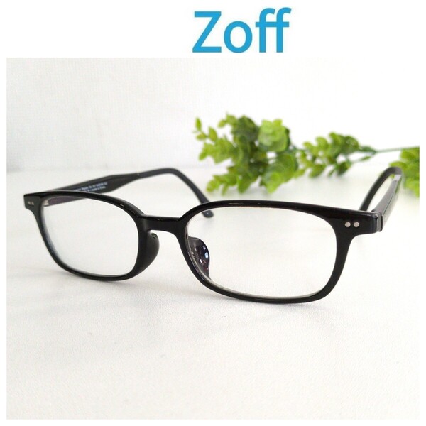 良品☆Zoff ゾフ 眼鏡 メガネ スクエア ブラック 黒縁 軽量 オシャレ ユニセックス ウェリントン ビジネス モード シンプル