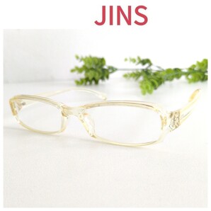 JINS ジンズ 眼鏡 メガネ スクエア イエロー ベージュ クリア 軽量 人気 ユニセックス ビジネス オシャレ 定番 シンプル モード