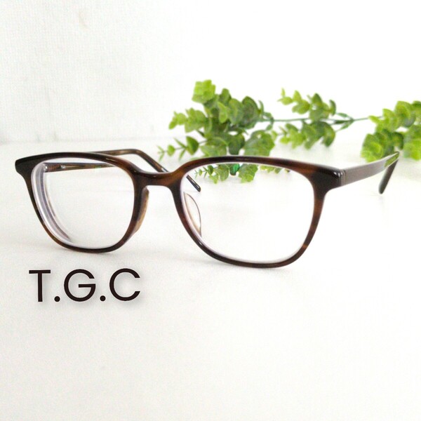 良品☆T.G.C 眼鏡 メガネ ブラウン ウェリントン ユニセックス 軽量 ビジネス べっ甲 定番 メガネフレーム ブラウン 人気 オシャレ