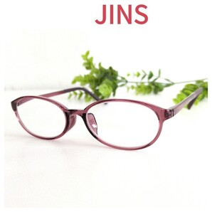 良品☆JINS ジンズ Basic Slim ピンク ボルドーオーバル 軽量 ユニセックス ビジネス オシャレ ラウンド 定番 ボルドー ワインレッド 人気
