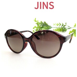 良品☆JINS ジンズ 度なし サングラス オーバル ラウンド ブラウン 軽量 ユニセックス オシャレ アイウェア べっ甲 人気 定番 シンプル