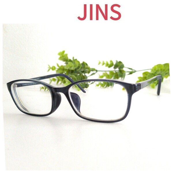 JINS ジンズ メガネ 眼鏡 ネイビー ブルー スクエア ウェリントン 青 ユニセックス 定番 オシャレ ビジネス 軽量 人気