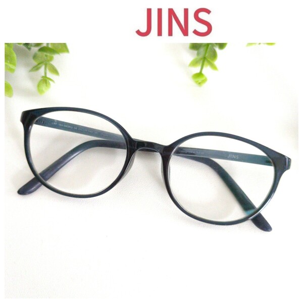 JINS ジンズ 眼鏡 メガネ ネイビー ボストン ラウンド 軽量 ブルー 人気 度入り おしゃれ ユニセックス ビジネス シンプル 紺 丸メガネ