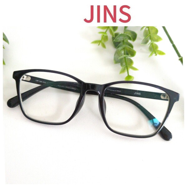 良品☆JINS ジンズ Trend Shape Airframe 眼鏡 メガネ ブラック 黒 ユニセックス ウェリントン スクエア ビジネス オシャレ 度入り 軽量