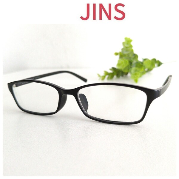 良品☆JINS ジンズ Basic Slim メガネ 眼鏡 ブラック 艶消し マット スクエア ユニセックス 人気 軽量 オシャレ シンプル ビジネス