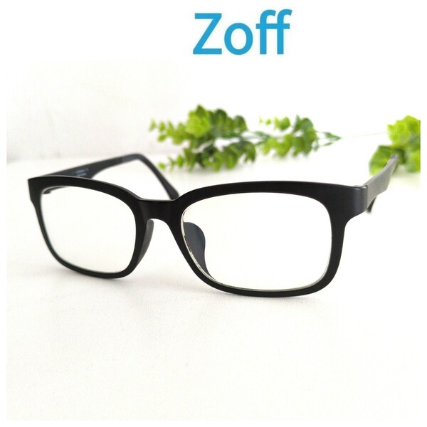 Zoff ゾフ 眼鏡 メガネ ブラック 黒縁 スクエア ウェリントン 艶消し ユニセックス ビジネス マット オシャレ シンプル モノトーン