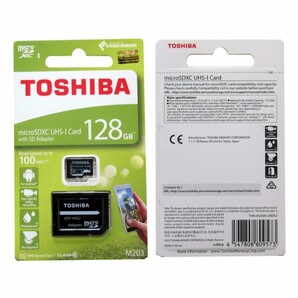 128GB microSDXCカード 東芝 マイクロSD TOSHIBA CLASS10 UHS-I R:100MB/s SDアダプター付 THN-M203K1280A2 フルHD録画対応 防水