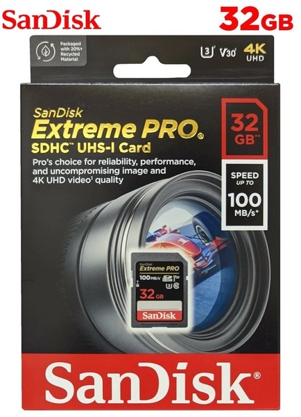 サンディスク SDHCカード 32GB Extreme Pro SDHC 32GB UHS-I U3 V30 4K UHD対応 R:100MB/s SDSDXXO-032G-GN4IN カメラ撮影に最適 プロ仕様