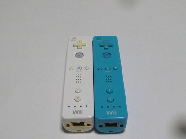 R057【送料無料 即日発送 動作確認済】Wii リモコン 2個セット 任天堂 純正 RVL-003 白 ホワイト 白 ブルー 青コントローラ 周辺機器