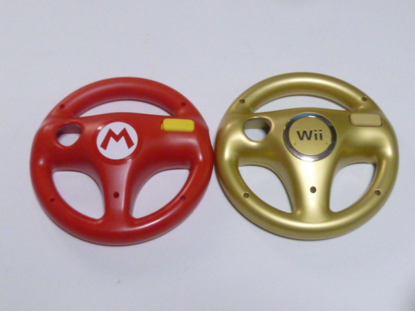 HD30【動作確認済 送料無料 即日発送 】任天堂 Wii ハンドル 2個セット ステアリング マリオカート 金 赤 ゴールド レッド