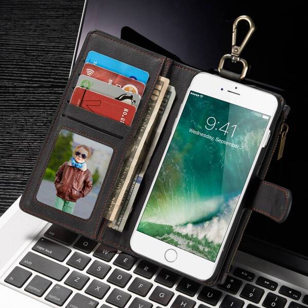 iphone6 レザーケース アイフォン6s ケース iphone6/6s レザーケース 手帳型 お財布付き 取り外し可能 カード収納 ブラック