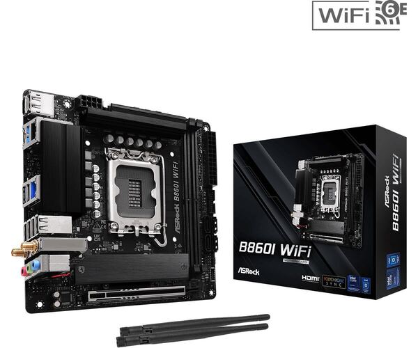 ASRock マザーボード B860I WiFi Intel CPU Core Ultra (LGA1851) 対応 B860I チップセット DDR5 Mini ITX マザーボード