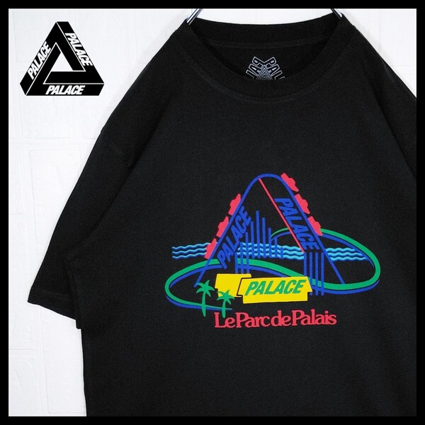《PALACE SKATEBOARDS》テーマパーク カラフル Tシャツ 黒