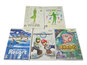 Nintendo 任天堂 Wii ゲームソフト 5点セット 毛糸のカービィ マリオカート Fit Fit Plus Sports Resort スポーツリゾート 等 (0529a43)