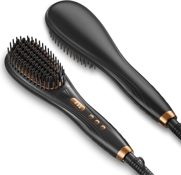 【80℃~230℃温度調節&マイナスイオン機能】ヘアアイロン 急速加熱 プロ仕様 ヒートブラシ ストレートブラシ 静電気防止 美髪 旅行 贈り物