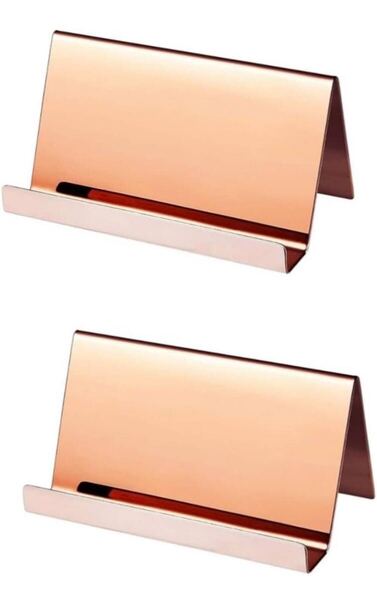 【2個セット】ビジネスカードホルダー ピンクゴールド ステンレス オフィス 文具 事務所 おしゃれ 名刺 スタンド カード 収納 プレゼント