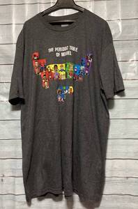 洗濯済♪海外直輸入USAヴィンテージ古着Tシャツ【MARVEL マーベル periodic table of marvel 元素記号】貴重な2XLサイズ/ユニセックス仕様
