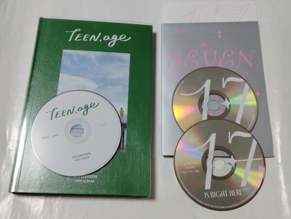 送料込み SEVENTEEN セブチ CD セット 2集 ☆teen, age☆ 13曲 & ベスト ☆17 IS RIGHT HERE☆ 32曲 韓国盤 K-POP