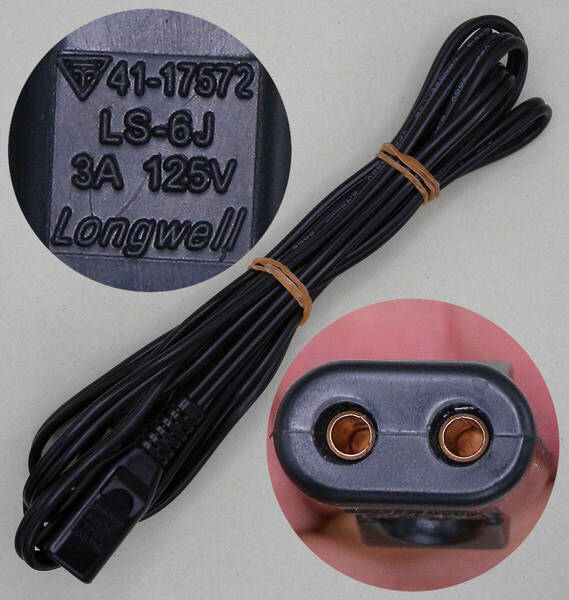 送料無料 Longwell ラジカセ ラジオ 等用 豚鼻 小判 楕円 2PIN 2ピン AC電源コード ACコード AC電源ケーブル ACケーブル 約2M 黒色 7mm