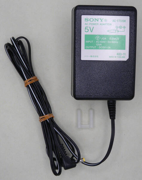 送料無料 ソニー SONY ポータブル ラジオ ICZ-R50 純正 ACアダプター AC-ET510K センタープラス 5V 5.0V 1A 1.0A DCプラグ外径 4mm 4ミリ