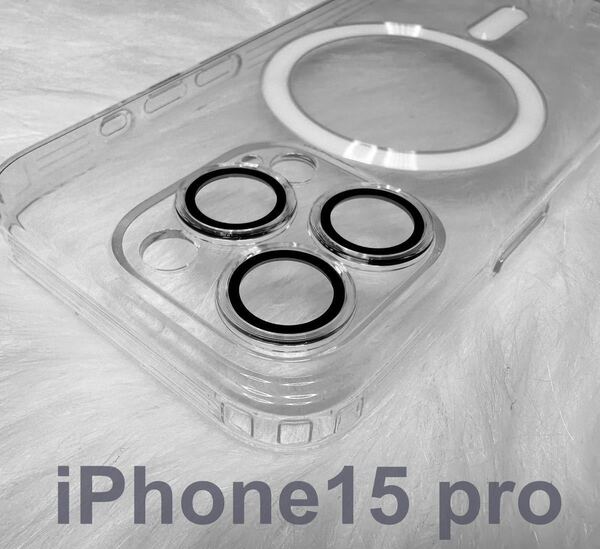 iPhone15 Pro クリア ケース MagSafe カバー MIL規格 ダイヤモンドレンズカバー