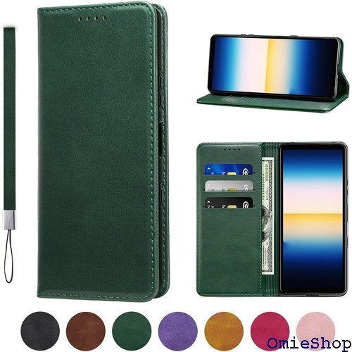 Xperia 10 III SOG04 ケース 手帳型 スタンド機能 便利 スプラット同梱 携帯ケース グリーン 406