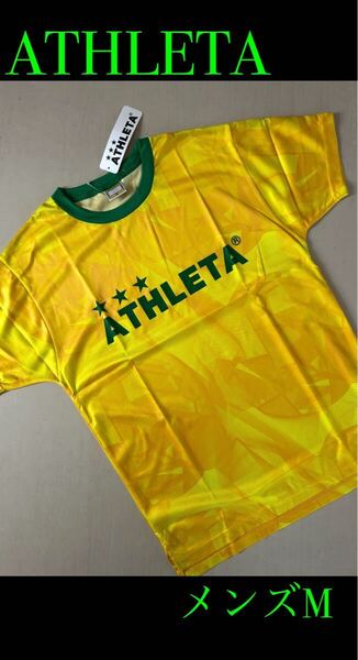 新品タグ付き メンズM ATHLETAアスレタ 総柄プラTシャツ イエロー