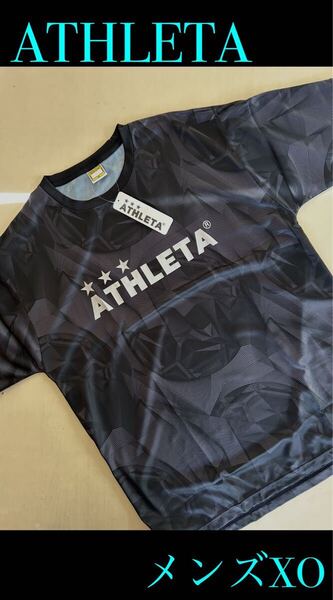 新品タグ付き メンズXO ATHLETAアスレタ 総柄プラTシャツ ブラック