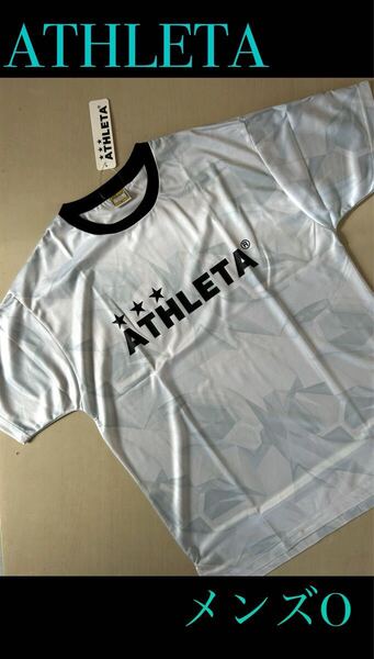 新品タグ付き メンズO ATHLETAアスレタ 総柄プラTシャツ ホワイト