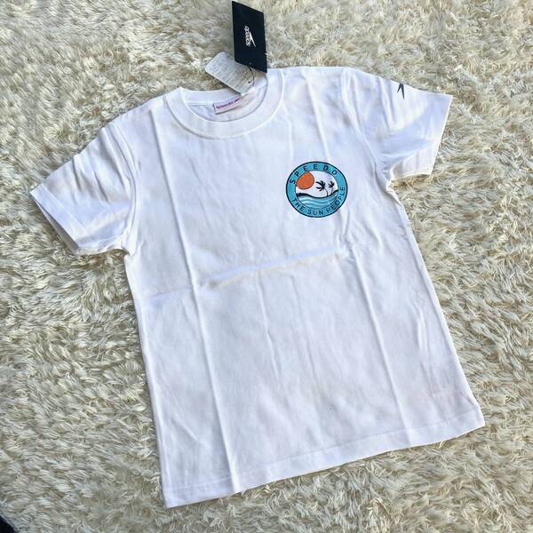 新品 未使用 SPEEDO スピード ジュニア 半袖 Tシャツ 白 140cm 水泳 ホワイト キッズ 子供 シャツ プール 競泳 夏物 サーフ ビーチ