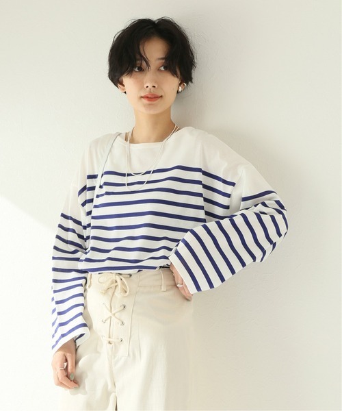 ジャーナルスタンダード レリューム JOURNAL STANDARD relume ロンT Tシャツ パネルボーダー ボートネックTEE ¥6,600税込