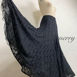 ★送料無料★【MERRY】 社交ダンス 豪華 スカート 1012 黒 レース モダン タンゴ パーティー レッスン ワルツ スタンダード クイック