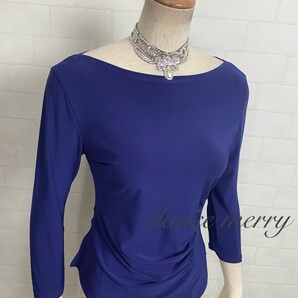 ★送料無料★【MERRY】 新品 社交ダンス トップス B 3616 紫 青 シンプル レッスン ラテン ワルツ タンゴ スタンダード 衣装 ステージ