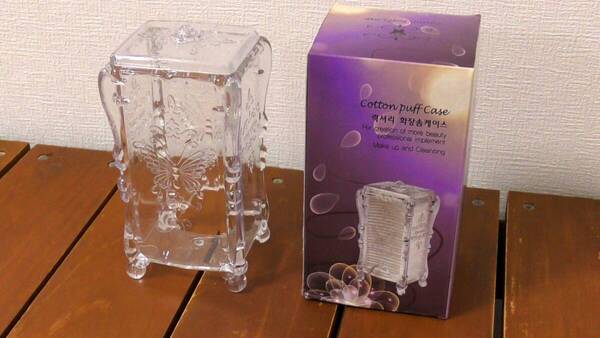 (CPC-W) コットンパフケース 収納ボックス 1個 透明 韓国 ビューティー Cotton puff Case ~化粧品収納 コスメコットン用品 おしゃれ~