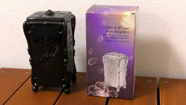 (CPC-B) コットンパフケース 収納ボックス 1個 黒 ブラック 韓国 ビューティー Cotton puff Case ~化粧品収納 コスメコットン用品~