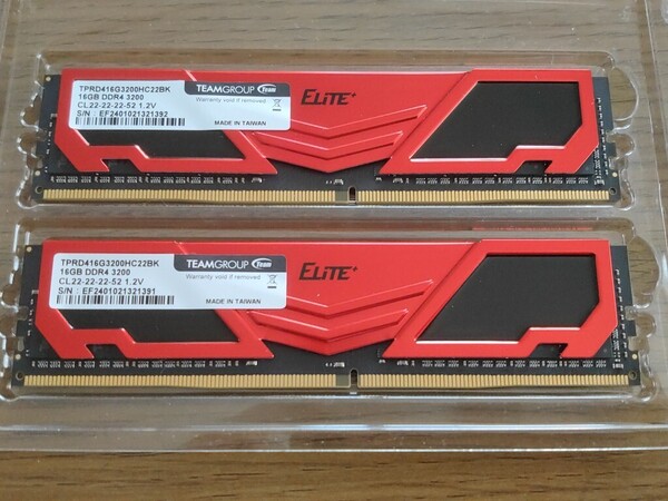 TEAM GROUP ELITE DDR4 3200MHz 16GB×2枚 計32GB デスクトップ用メモリ