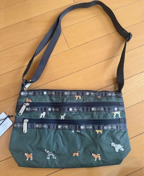 レスポートサック ショルダーバッグ 犬柄 刺繍