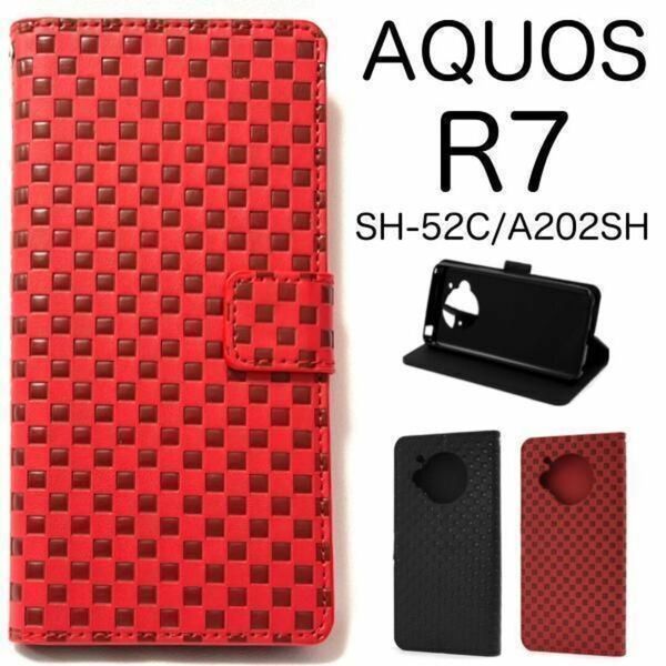 AQUOS R7 SH-52C/A202SH チェック柄 デザイン手帳型ケース / アクオス スマホケース