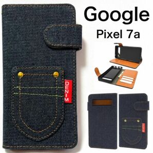 Google Pixel 7a ポケットデニムデザイン手帳型ケース /グーグルピクセルスマホケース