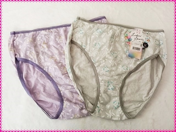 【送料無料】3L * 新品 ☆ かわいいナチュラル柄 薄手ストレッチショーツ2枚♪