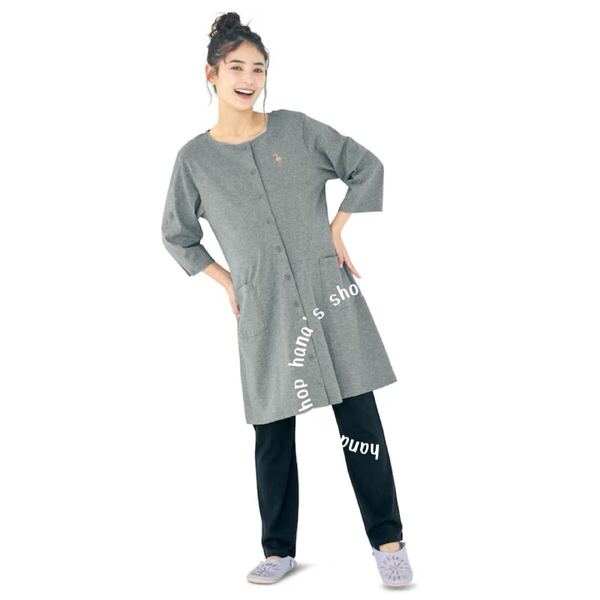 新品 M〜L 授乳しやすい マタニティパジャマ 7分袖 綿100% ロールアップ 産前産後 ベルメゾン ルームウェア 前開き