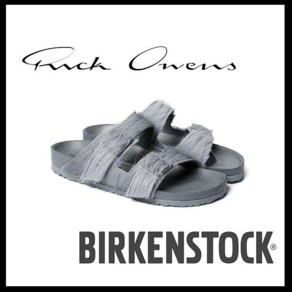 ○★新品未使用 リックオウエンス × ビルケンシュトック アリゾナファーサンダル グレー 27cm(RICK OWENS × BIRKENSTOCK )○●