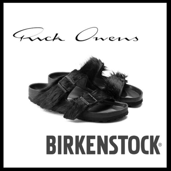 ○★新品未使用 リックオウエンス × ビルケンシュトック アリゾナファーサンダル ブラック 26cm(RICK OWENS × BIRKENSTOCK )○●