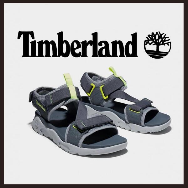 ○★新品 未使用 Timberland リップコードサンダル ベルクロサンダル グレー 25cm(ティンバーランド)○●