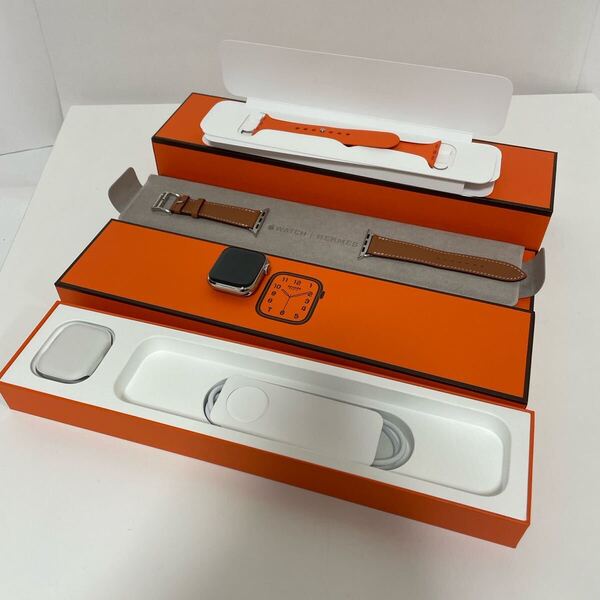 HERMES Apple Watch series9 GPS+Cellular 41mm 本体 ブラウン レザーバンド シルバーステンレス 美品
