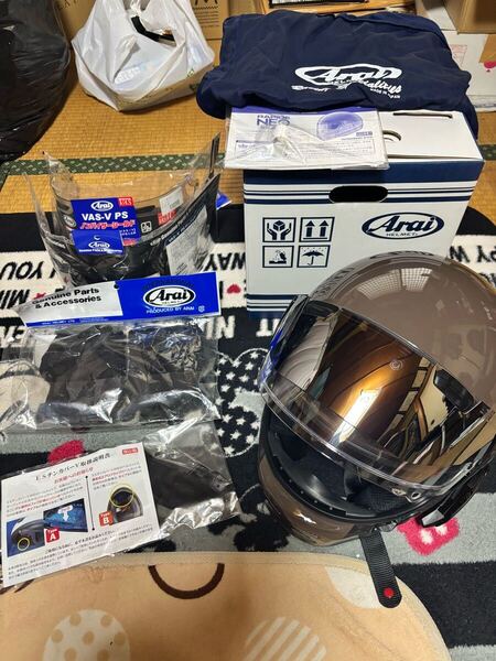 中古 美品 アライ ラパイドネオ XLサイズ相当 Arai RAPIDE NEO react ダークモカ プロシェード ミラーシールド インカム SB6XR セット