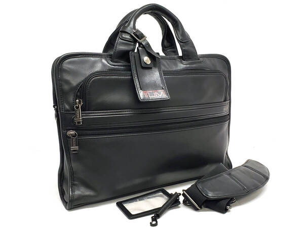 KD2553-61519◆極美品【トゥミ】2wayブリーフケース・書類かばん・オールレザー◆ビジネス・ハンドバッグ・ショルダーあり/ブラック