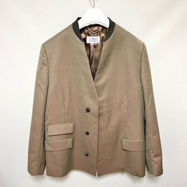 50 新品 メゾンマルジェラ ノーカラー ジャケット 4ステッチ オーバーサイズ テーラード コート ノーカラージャケット MaisonMargiela