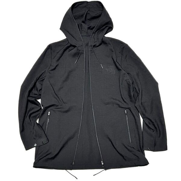 S 新品 Y-3 オーバーサイズ ジップアップ フーデッド ロゴ ジャケット アウター ライトコート パーカー Y3 ワイスリー ジャージ ヨウジ 黒